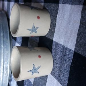Set of 2 patriotic pottery votive holders